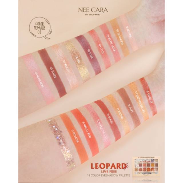 NEE CARA Leopard Live Free 18 Color Eyeshadow Palette #N607 Thailand / Cosmetic Makeup / Eye Shadow