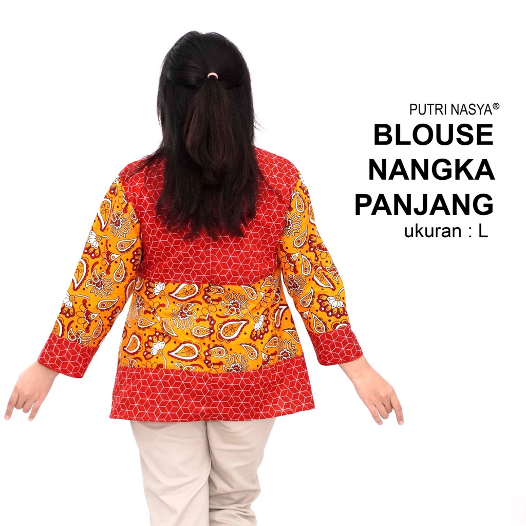 Atasan Batik Blouse Big Size Wanita Lengkap L-XL-2L-3L-4L-5L-6L-7L Model Blus Jumbo Seragam Batik / Atasan Batik Big Size Formal / Pakaian Batik LD 140 Model Kantor Kerja Wanita