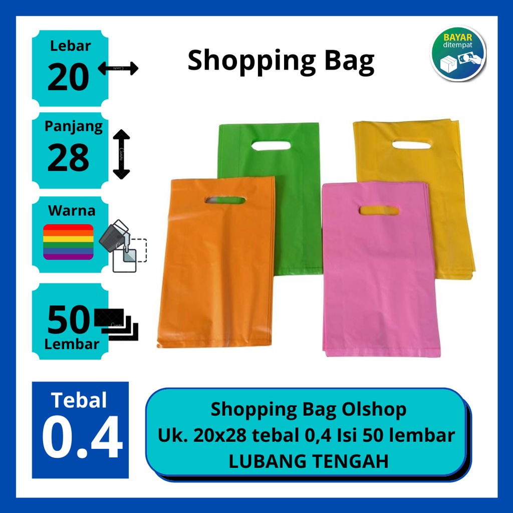Shopping bag uk 20x28cm isi 50 lmb/plastik packing olshop/shopping bag murah/plastik kosmetik
