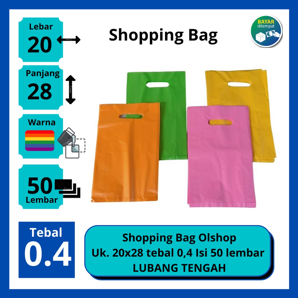 Shopping bag uk 20x28cm isi 50 lmb/plastik packing olshop/shopping bag murah/plastik kosmetik