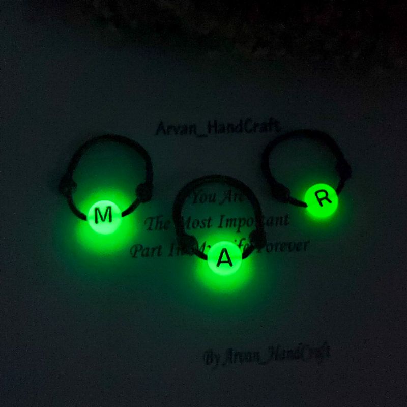 Cincin Inisial Glow In The Dark / Cincin Inisial Menyala Dalam Gelap