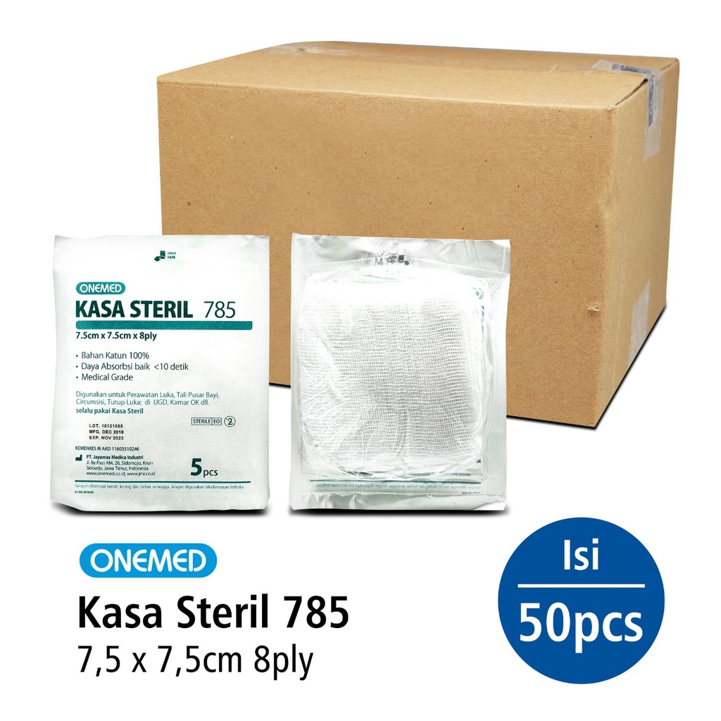 Kasa Steril 785 OneMed 7.5x7.5cm 8 ply Box isi 50 Pack