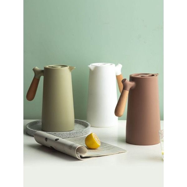 Teko Termos air panas Gagang kayu vacuum flask 1000ml