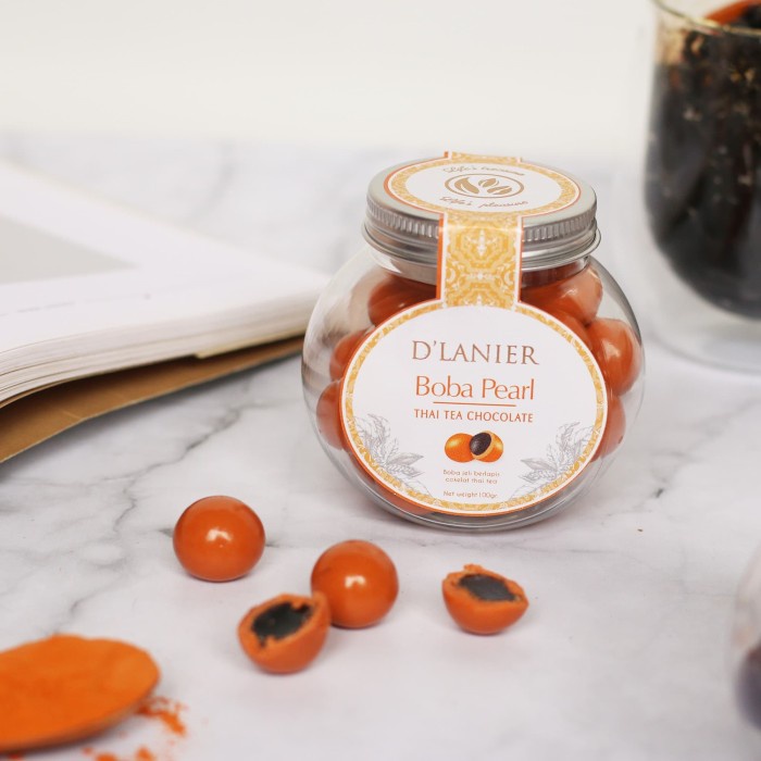 

COKELAT- D'LANIER BOBA PEARL CHOCOLATE - THAI TEA - 100GR -COKELAT.