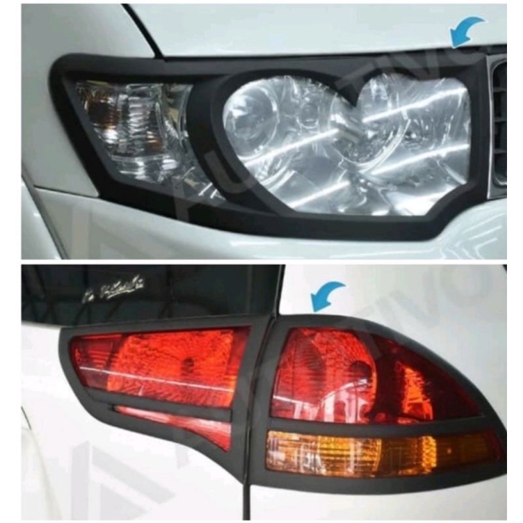 PAKET GARNISH LAMPU DEPAN,BELAKANG HITAM DOFF PAJERO SPORT 2010-2014