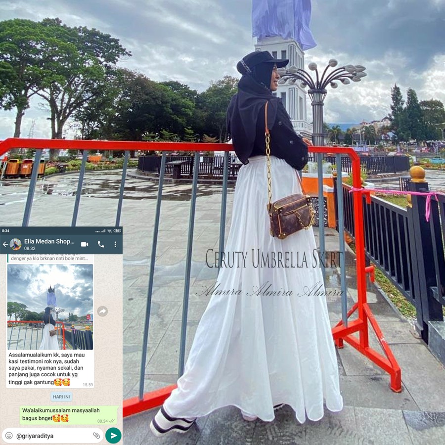 Rok Sifon Panjang Wanita Muslimah Chiffon Ceruti Umbrella Skirt Griyaraditya Almira