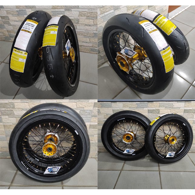 BANSET SUPERMOTO YAMAHA WR 155 R RING 17 TK RACING BAN DUNLOP SPORTMAX ALPHA BUKAN PIRELLI