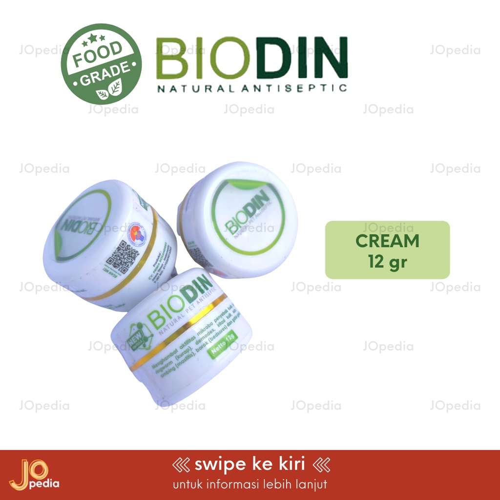 BIODIN CREAM Obat Jamur Scabies Demodex Luka Kucing Anjing Kelinci Salep Krim Antiseptik Kudis Kurap 12gr