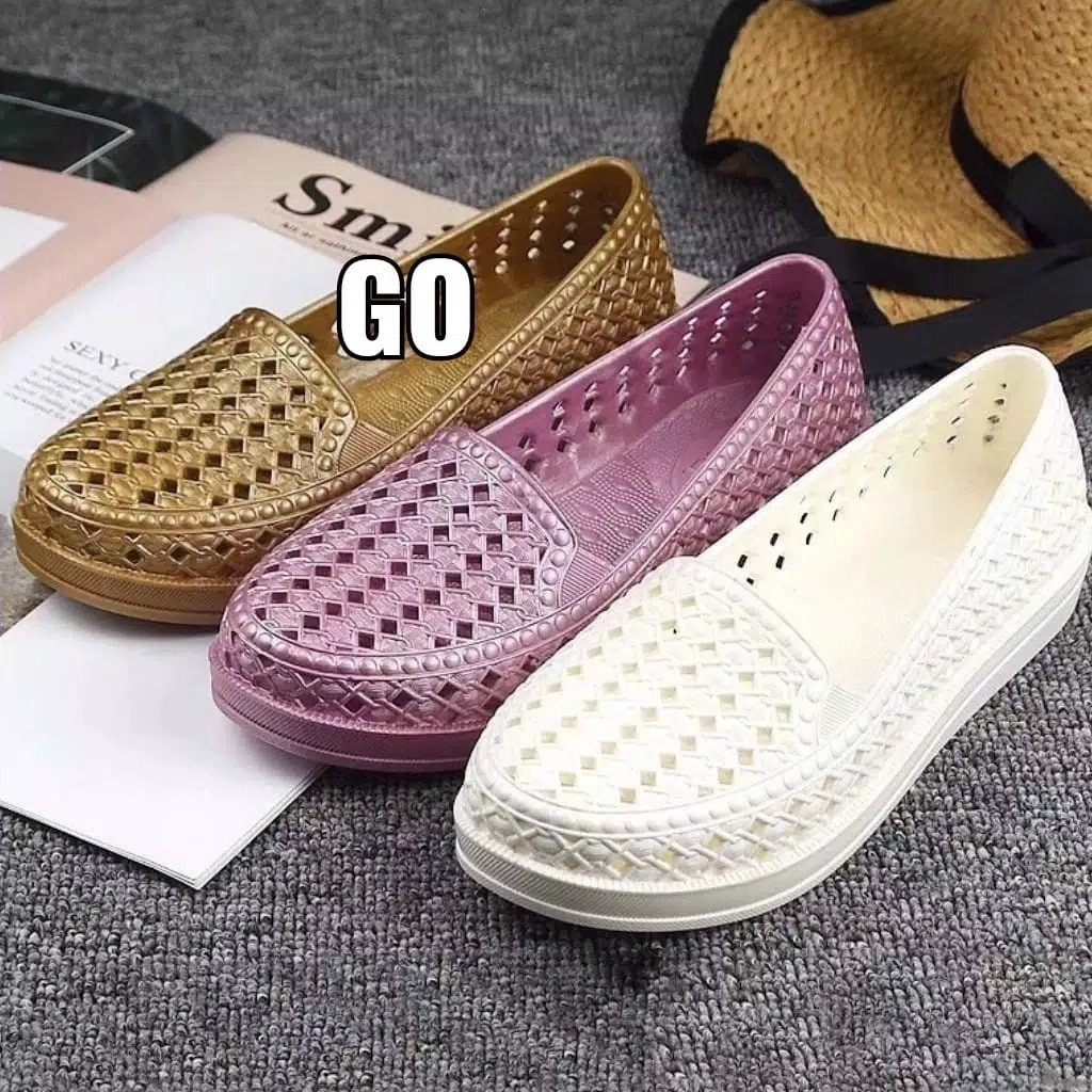 sogo Import LOBANG WAJIK Sepatu Wanita Murah Casual Santai Teplek Sepatu Cewek Flatshoes Jelly