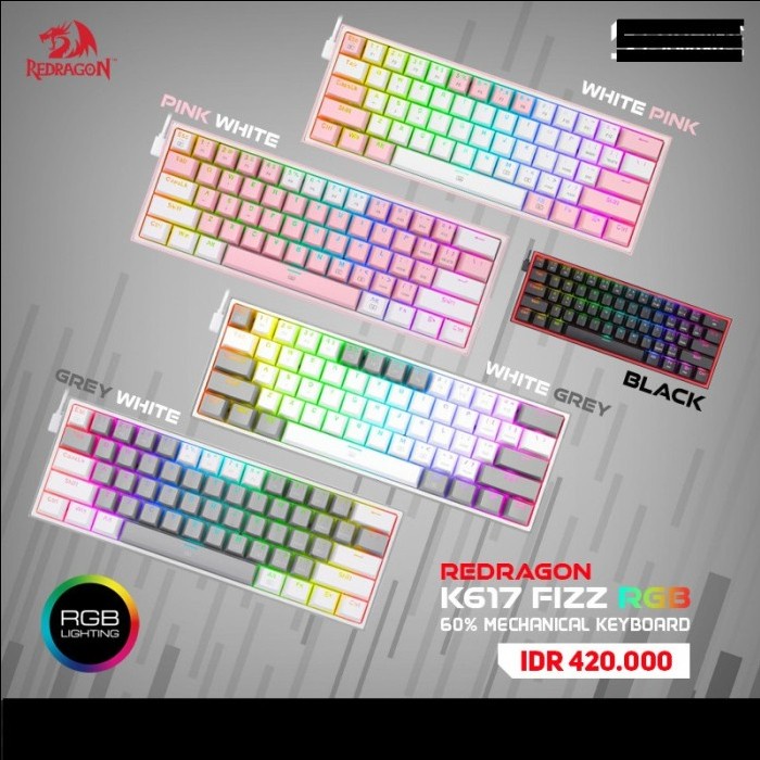 Redragon / Reddragon K617 RGB / K617RGB 60% FIZZ Mechanical Keyboard