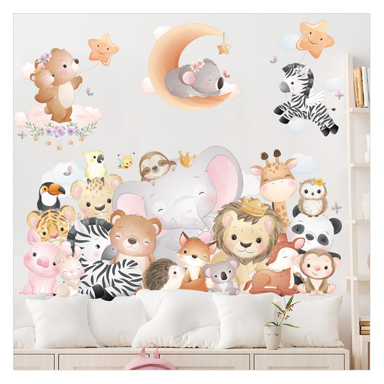 [GD] WALLSTICKER Q 97 98 99 100 101 STICKER DINDING TEMBOK KARAKTER KARTUN ROKET SINGA GAJAH KUDA