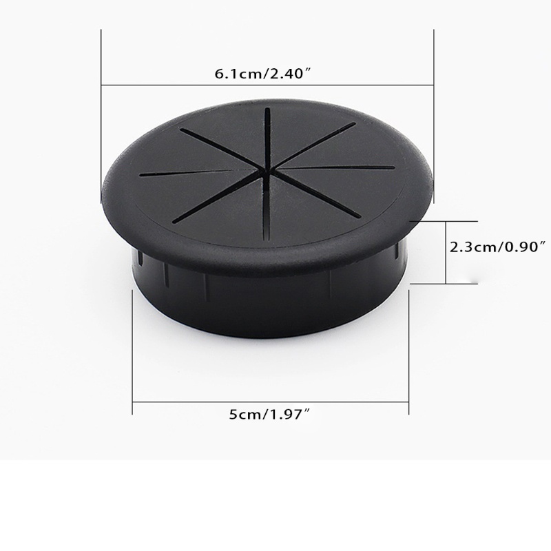 Btsg Grommet Meja Plastik Bulat 2.4Inch Hitam Kawat Organizer Caps PC Komputer Untuk Ma