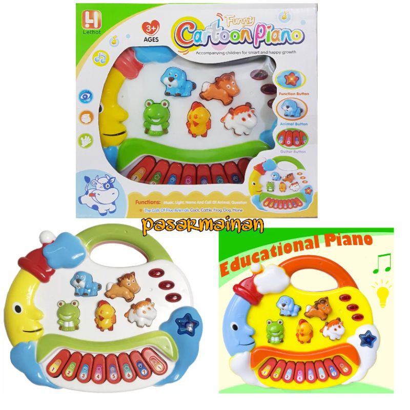 Mainan Edukasi Cartoon Piano Hewan music baby fram animal world