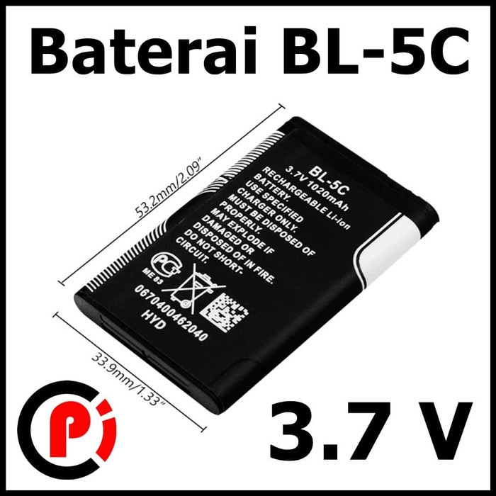 Baterai Battery Handphone Type BL5C BL 5C 3.7 Volt