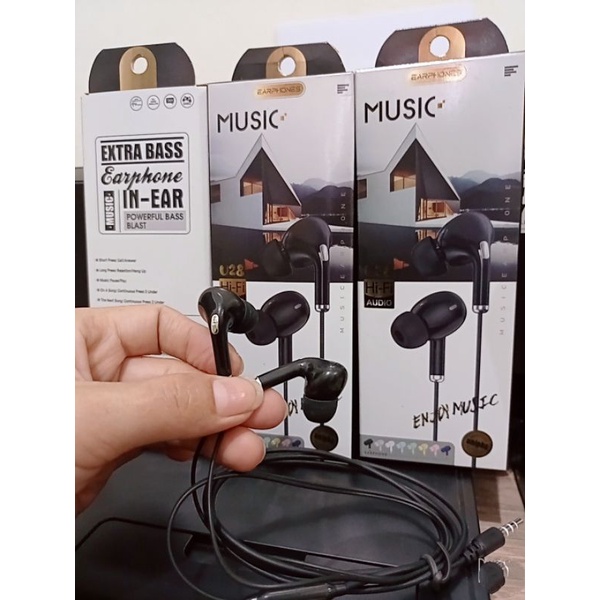 Hf Headset Handsfree Hf Earphone U28 Macaron Mate Color Hifi Extra Bass