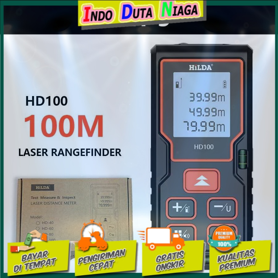 Hilda Meteran Digital Laser Rangefinder Inframerah 100M - HD100