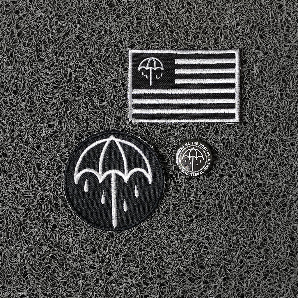 BACKPATCH PATCH PUNGGUNG PATCH BESAR PATCH BRING ME THE HORIZON SATU SET PATCH KECIL DAN PIN