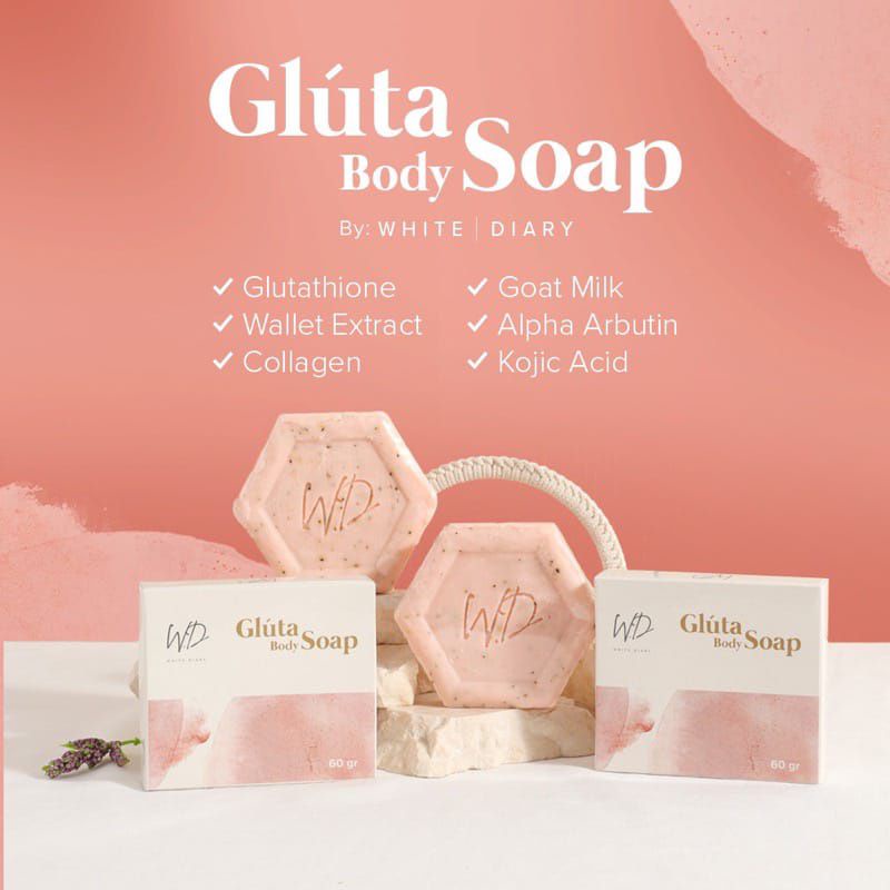 [ READY STOCK ] WHITE DIARY | GLUTA COLLAGEN SOAP BY WHITE DIARY ( BPOM ) | SABUN BADAN MENCERAHKAN