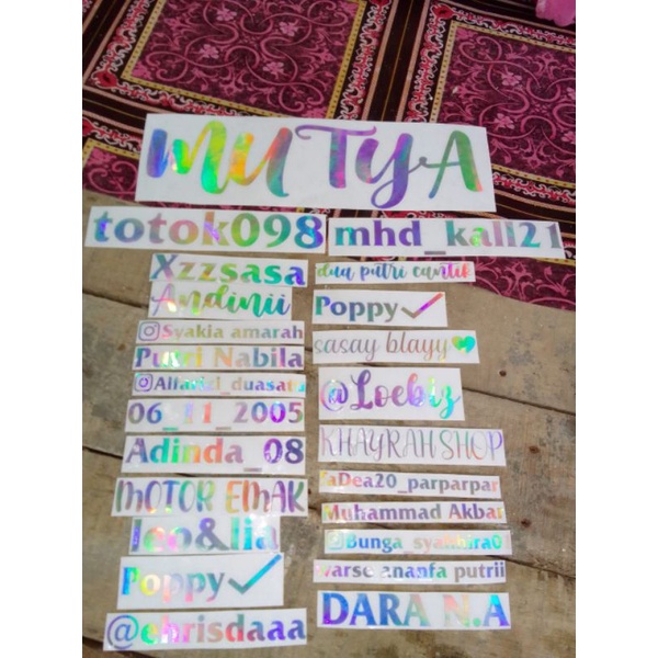 [COD] KWALITAS PREMIUM STIKER CUTTING HOLOGRAM TEXT CUSTOM ( bisa request font)