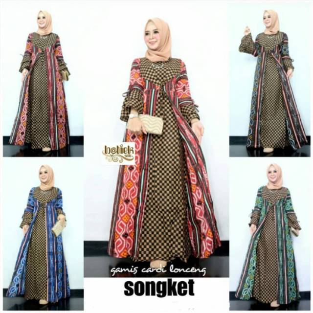 Gamis baju dress maxi batik songket wanita premium XL jumbo diskon