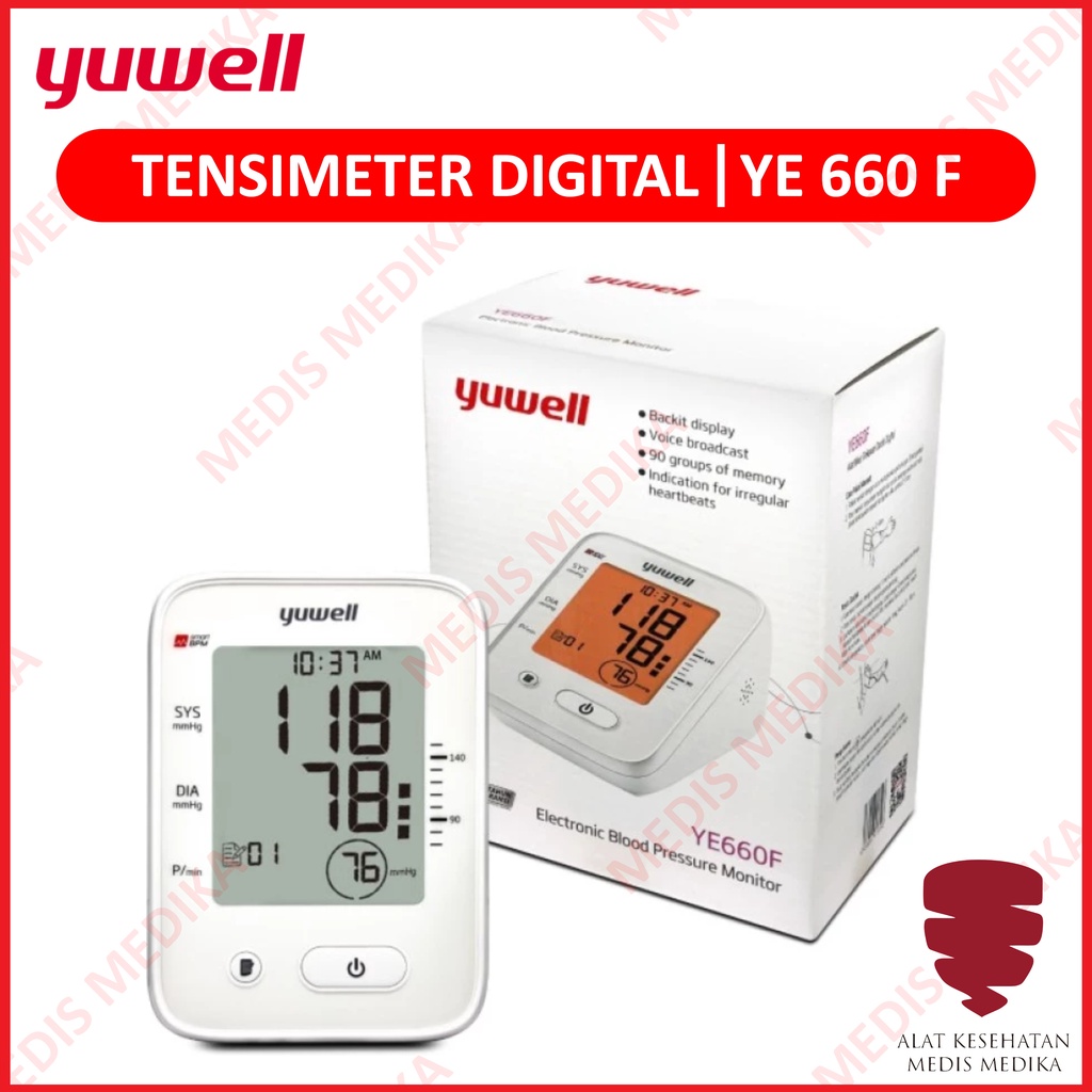 Original Tensimeter Digital Yuwell YE660F Alat Ukur Cek Tekanan Darah Tensi Exp Baru