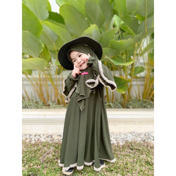 Gamis Anak Perempuan / Gamis Jyotti Original By Celycely / Gamis Anak Jersey / Gamis Anak Set hijab / Set Gamis Anak Perempuan / Baju Muslim Anak Perempuan / Pakaian Muslim Anak Perempuan / Gamis Anak Celycely / Gamis Anak Jyotti-Dark Army
