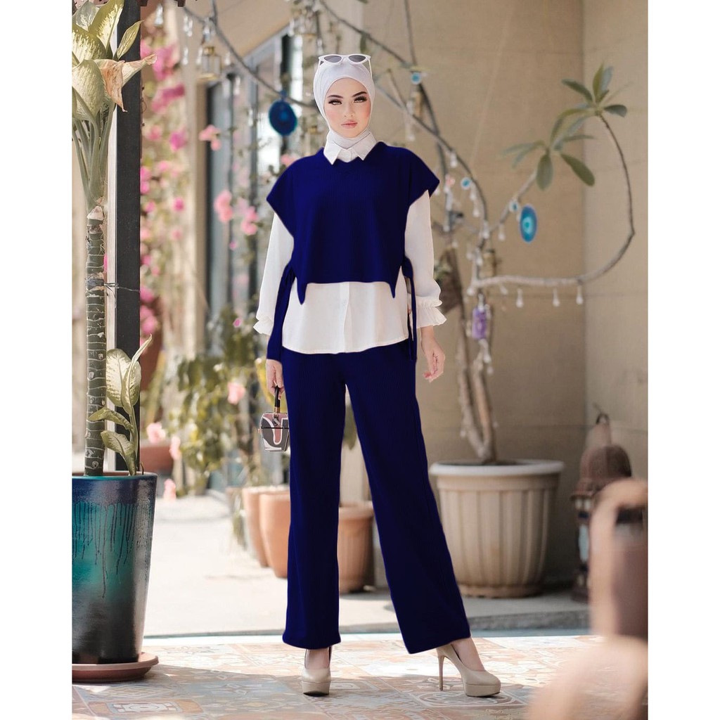 AS FASHION-REALPICT-US-SETELAN WANITA MUSLIM-STELAN HIJAB-PAKAIAN MUSLIAMH-SET OOTD KEKINIAN