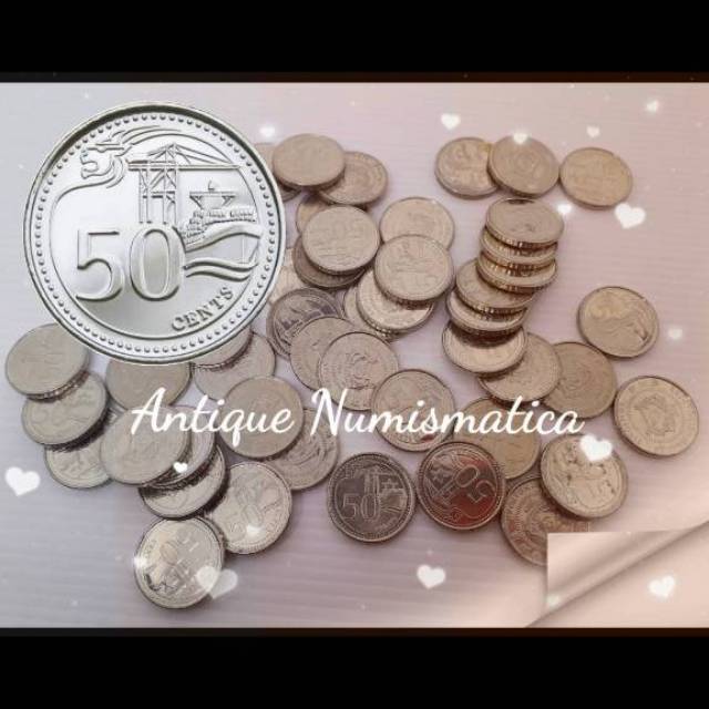 KOIN SINGAPORE 50 SEN TRAVEL BACKPACKER 23mm  1 COIN SINGAPURA