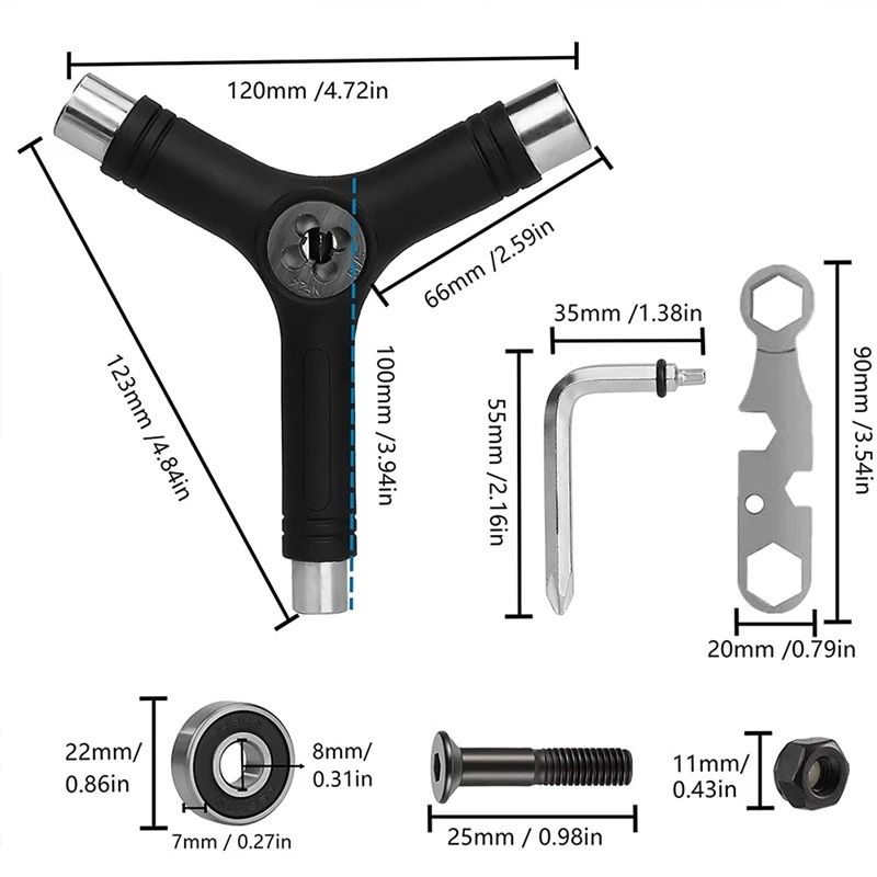 Kunci Y All in One Multifungsi Portable Untuk Aksesoris Skateboard