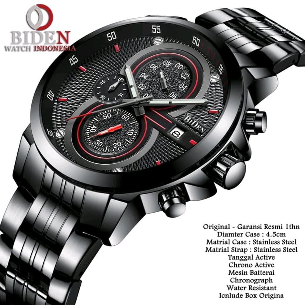 Jam Tangan Pria Biden Original YN0085 Hitam