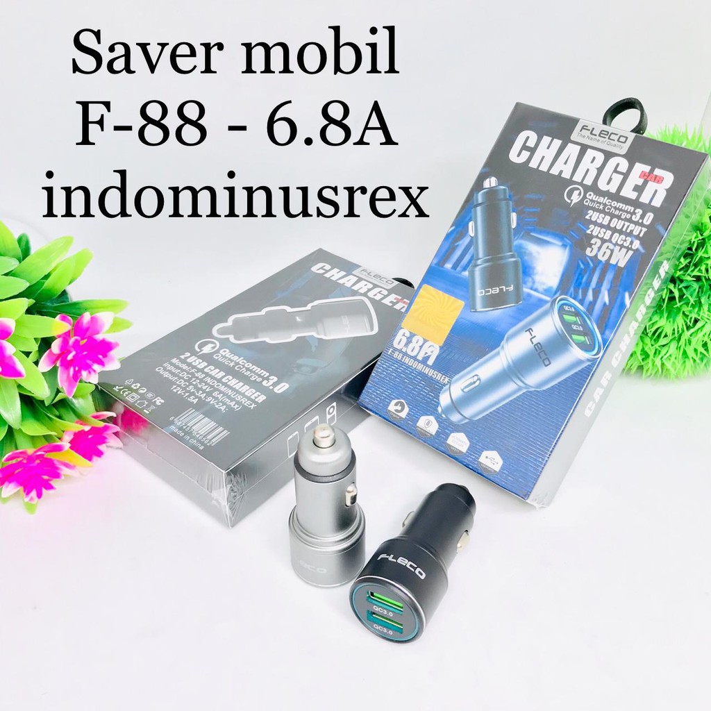 SAVER MOBIL FLECO F88 6.8A INDOMINUSREX 2USB CAR CHARGER ORIGINAL