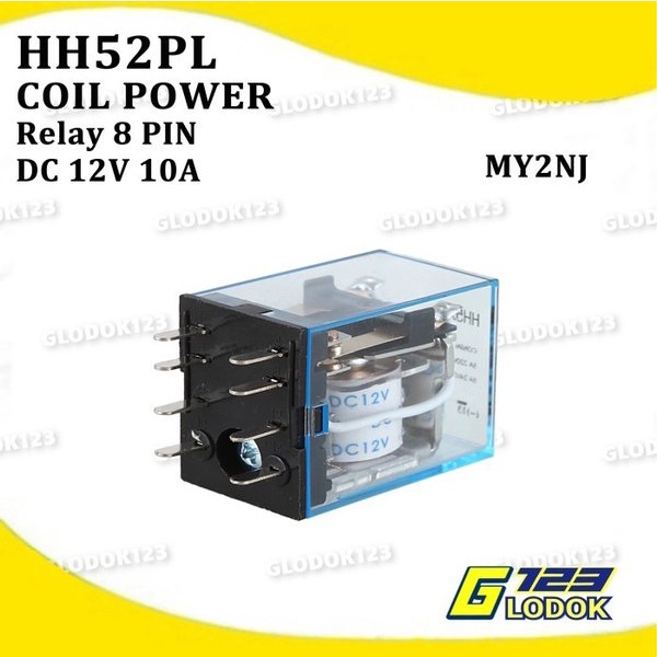 Relay 8 PIN Kaki 8P Coil Power DPDT Rilay LY2 LY2N MY2NJ DC 12V 10A