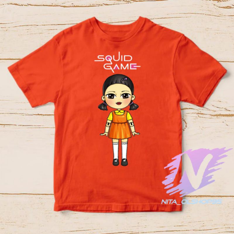 kaos squid game boneka squid game karakter baju anak