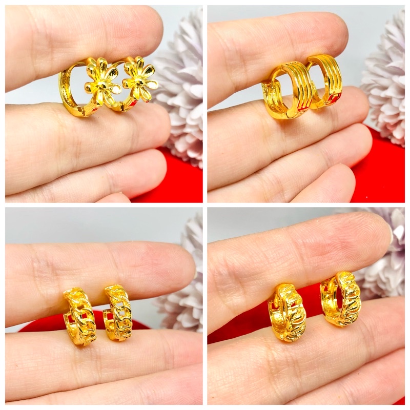 Anting Jepit Motif ukir lapis emas 24k xuping