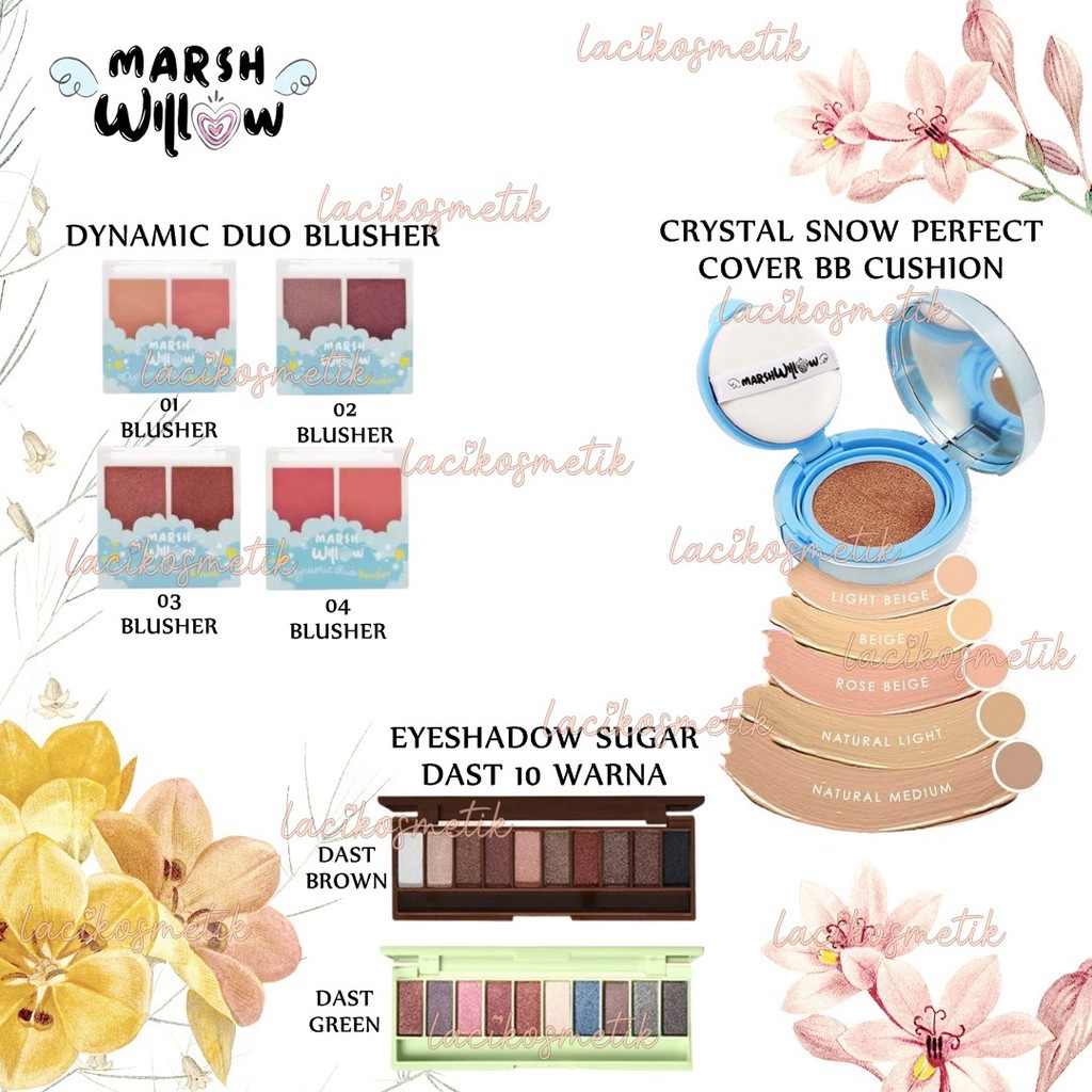 ✨LACIKOSME✨ MARSHWILLOW DYNAMIC DUO BLUSHER / CRYSTALL BB CUSHION / SUGAR DUST EYESHADOW