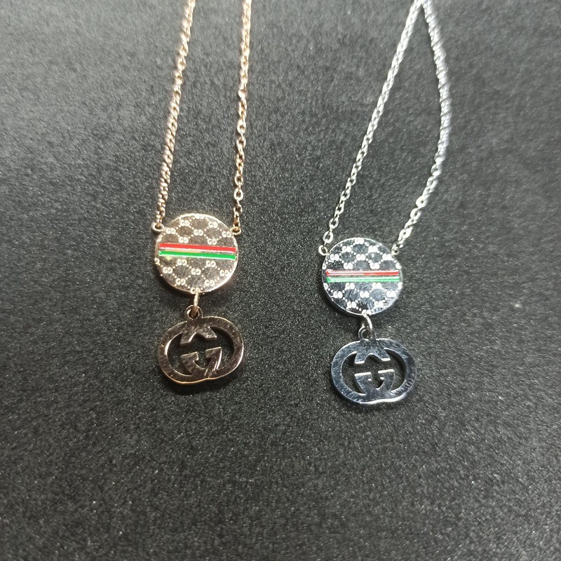 Kalung Titanium Anti Karat Gucci Round Import - Aksesoris Wanita