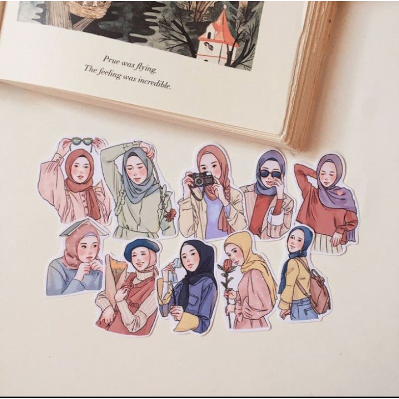 

STICKER DECO SCRAPBOOK JURNAL DIARY OOTD CARTOON HIJAB GIRLS (RANDOM)