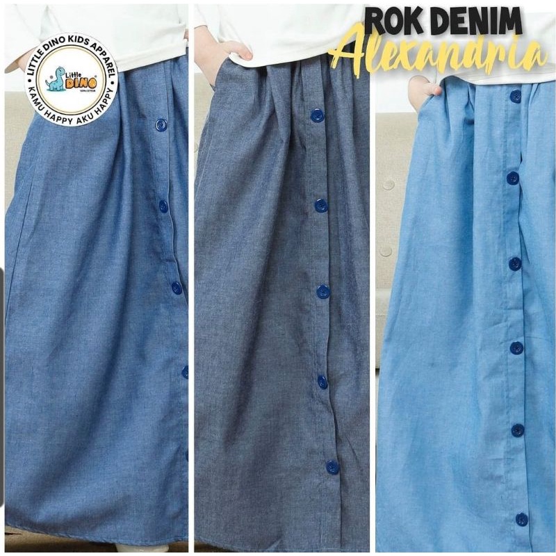 Rok Soft Jeans Anak dan dewasa by Little Dino kisaran 6-12 Tahun