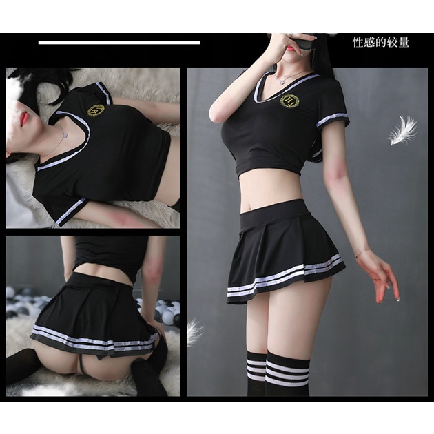 (COD) Sexy Lingerie Wanita Seragam Cosplay JK Rok Mini Set 3A396