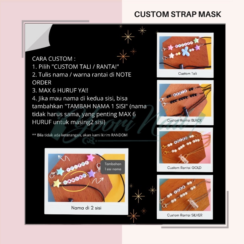 strap mask 2in1 tali masker custom nama kalung 2in1 connector konektor hijab anak dewasa