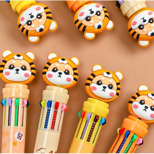 

Bolpoin Warna TIGER 10 in 1 / Pulpen 10 Warna / Pena Warna 10in1 / Ballpoint Gel Pen Colorful