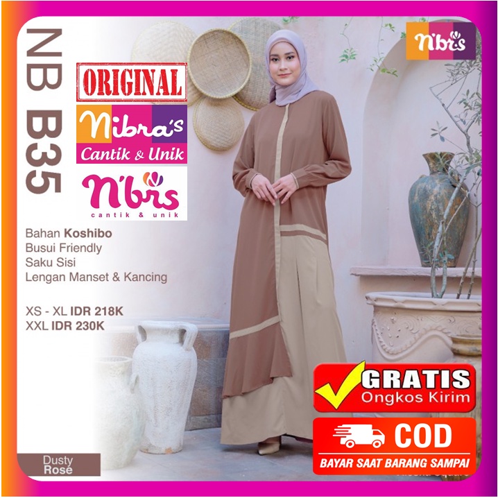Gamis Nibras Terbaru 2022 NB B35 Dusty Rose Gamis Nibras Promo Pakaian Baju Dress Dres Wanita Dewasa
