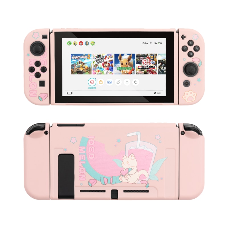 Casing Soft Case Tpu Motif Kartun Kucing / Semangka Pink Untuk Nintendo Switch