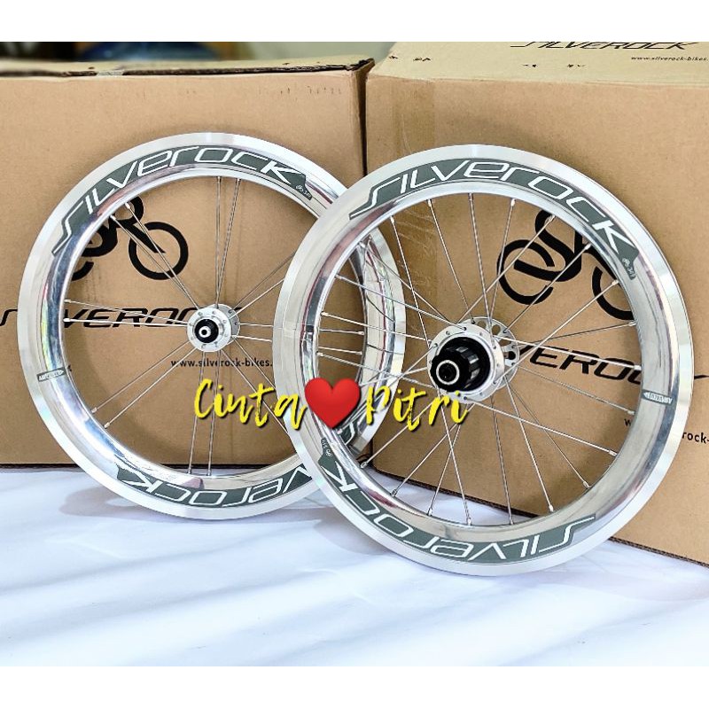 WHEELSET 16 349 SILVEROCK ORIGINAL SEPEDA LIPAT 16 PLUS RIM RIMS HUB JANGKRIK