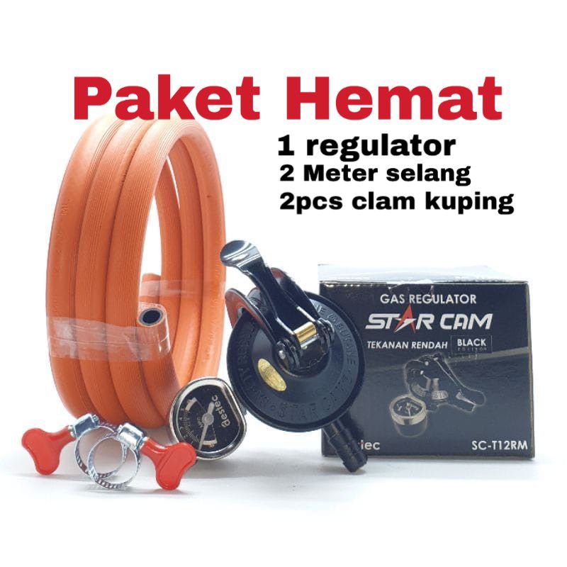 Regulator starcam meter+selang+klem kuping