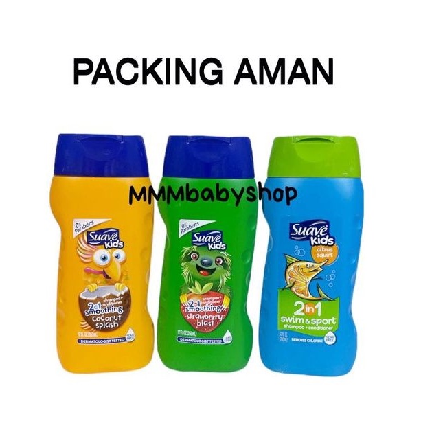 SUAVE KIDS 2in1 Shampoo + Conditioner 355ml Strawberry, Coconut, SWIM & SPORT RENANG