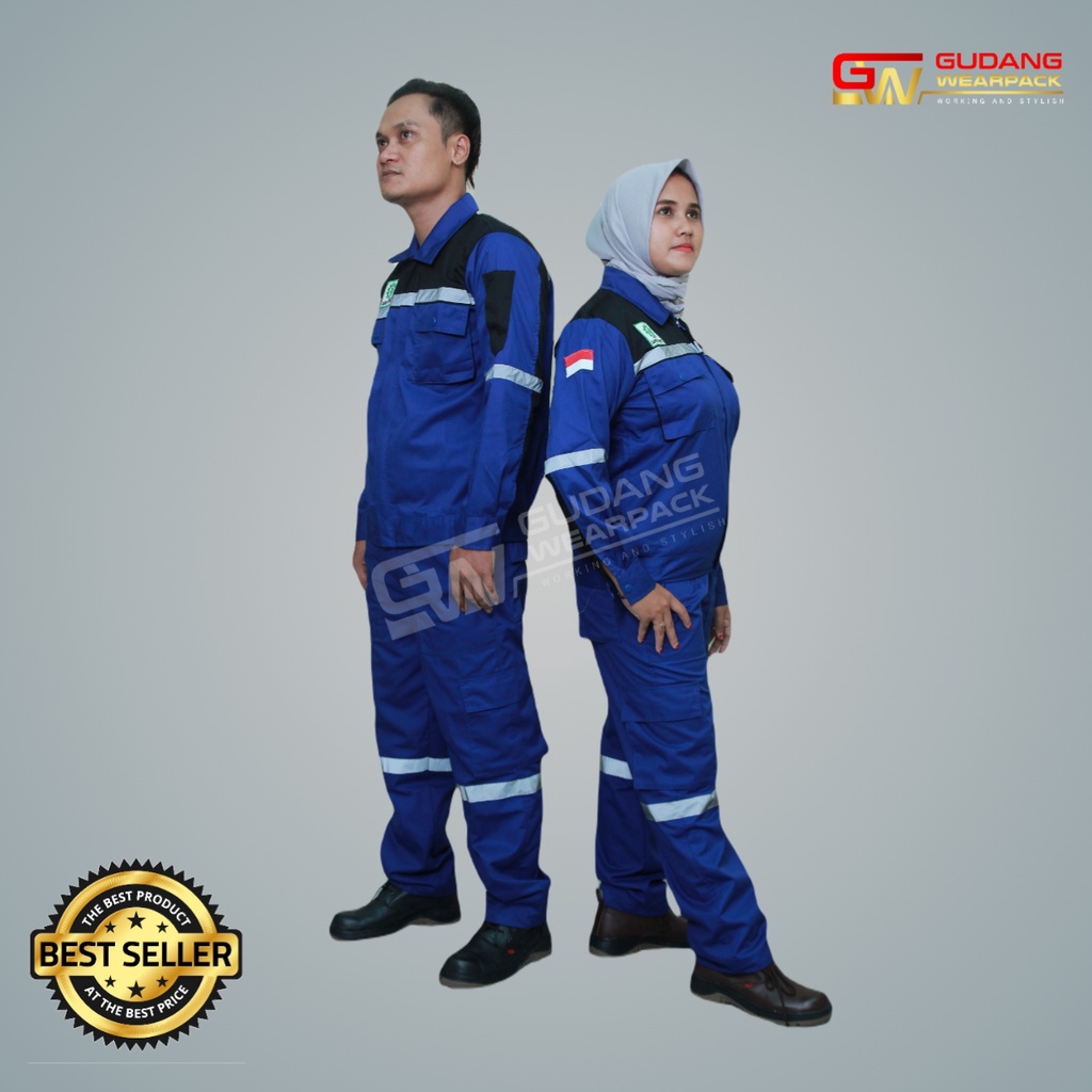 SETELAN Wearpack  BENHUR-HITAM/ lengan panjang/ sleting/ baju proyek lapangan (setelan standar)