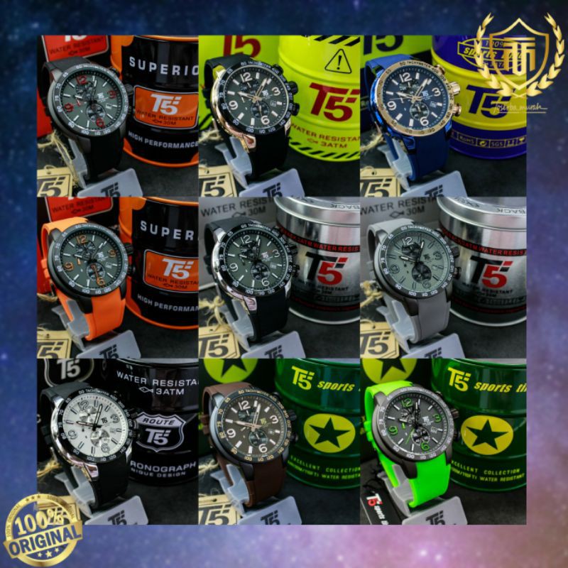 Jam tangan sport pria  T5 H 3450 Rubber Original