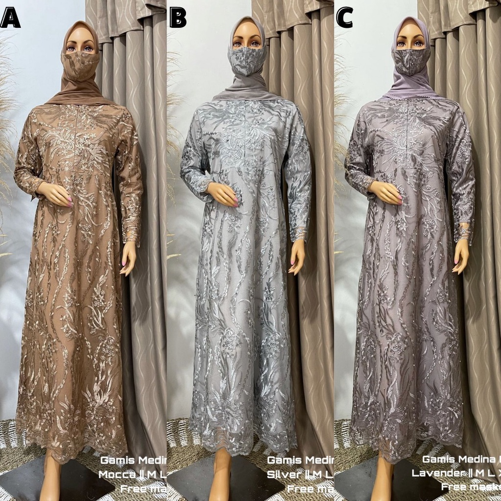 Gamis Tulle / Full Tulle / Gamis Medina BUSUI Mocca Dan Aneka Pilihan Warna Lain