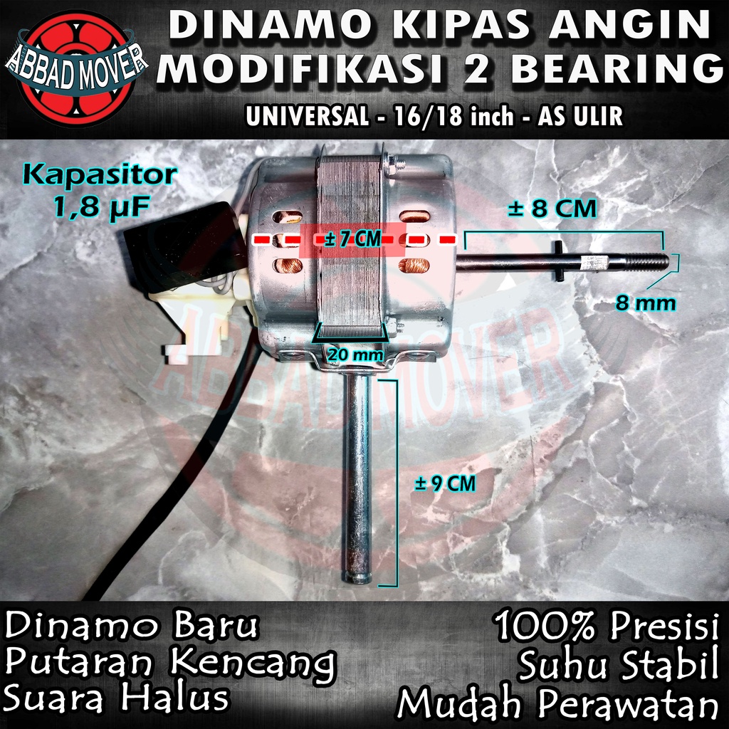 Dinamo Kipas Angin Tornado 18 inch Bearing laher AS Ulir